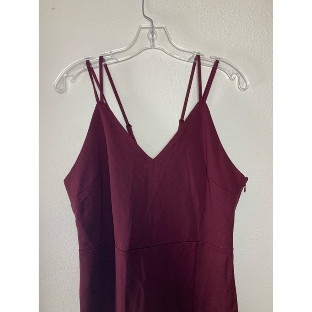 nine britton Double-Strap‎ V-Neck Midi Dress Burgundy Plum Large Career Evening - Picture 3 of 11